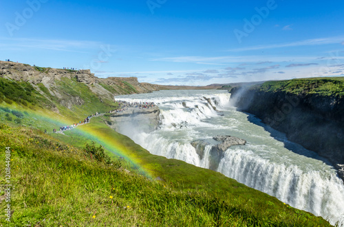 The famous Gullfoss waterfall is one of the most visited tourist attractions in Iceland and it is part of the Golden Circle