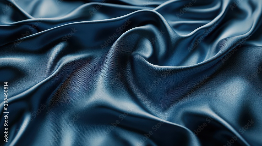 Luxurious blue silk fabric with soft folds and elegant texture Luxurious blue silk fabric with soft folds and elegant texture