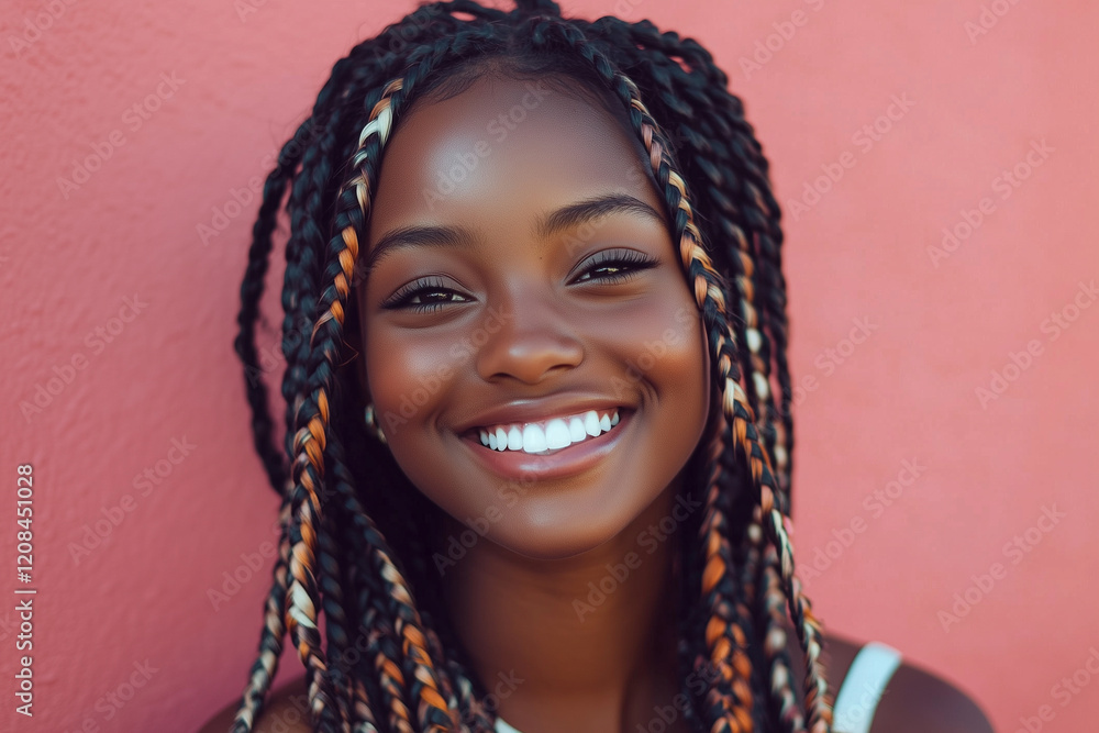 A woman with dreadlocks is smiling and looking at the camera A woman with dreadlocks is smiling and looking at the camera