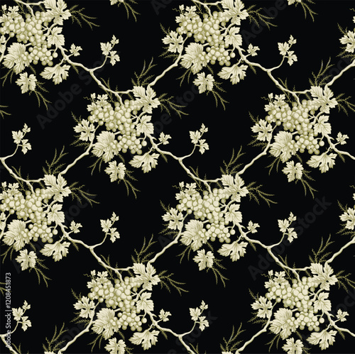 Geometric lace patterns, delicately blended with floral and abstract elements, creating sophisticated textures for fashion and home décor.