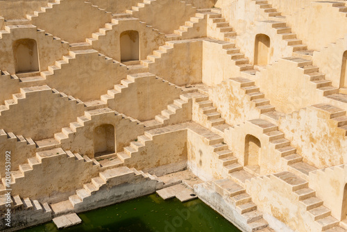 Pattern of stairs in one of the stepwells of Jaipur, Rajasthan, India