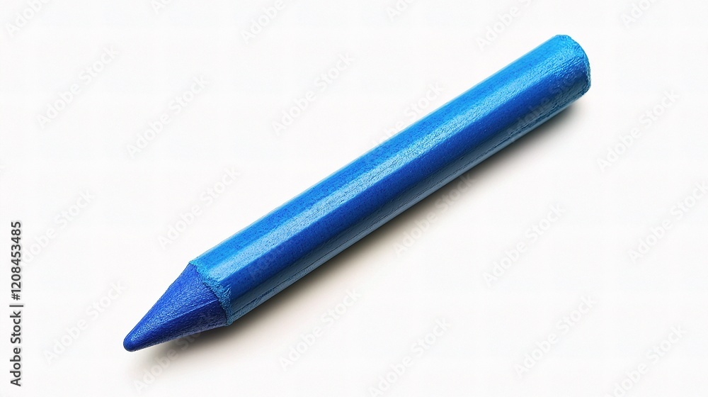 Isolated Detailed Blue Children's Crayon on White Background Isolated Detailed Blue Children's Crayon on White Background