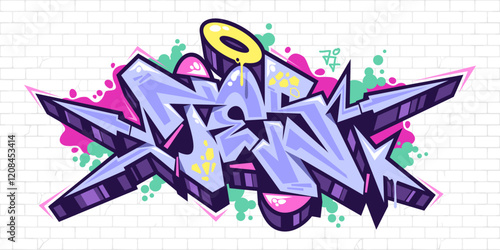 Trendy Urban Hip Hop Abstract Word Tes Graffiti Style Font Lettering Vector Illustration Template