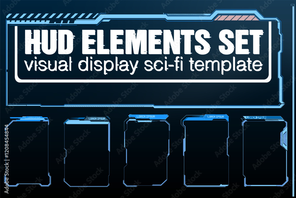 Obraz premium Visual display sci-fi template featuring HUD elements set for futuristic projects