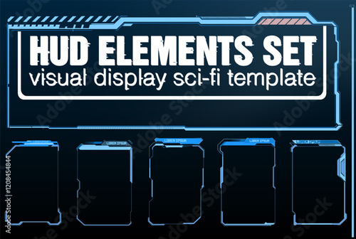 Visual display sci-fi template featuring HUD elements set for futuristic projects