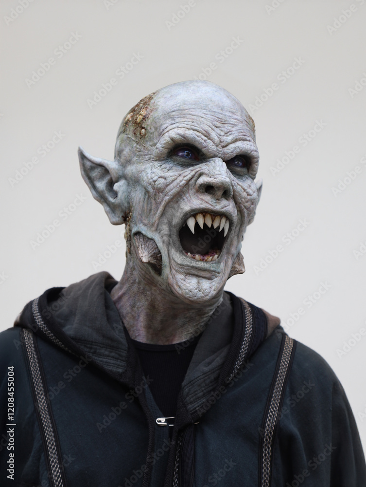 Naklejka premium Scary demon with sharp teeth