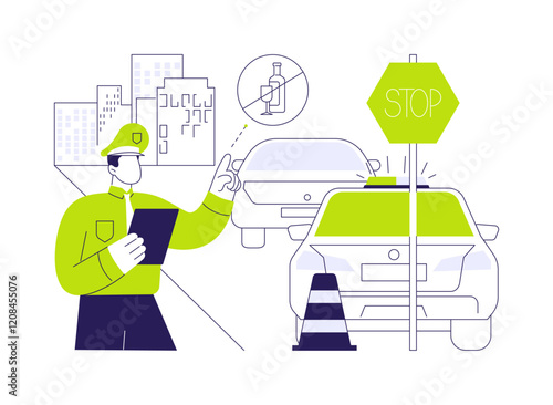 Sobriety checkpoint abstract concept vector illustration.