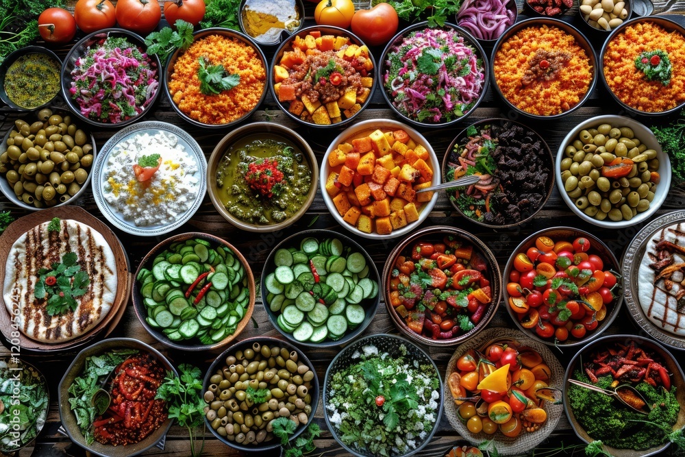 A Colorful Array Of Delicious Middle Eastern Dishes A Colorful Array Of Delicious Middle Eastern Dishes