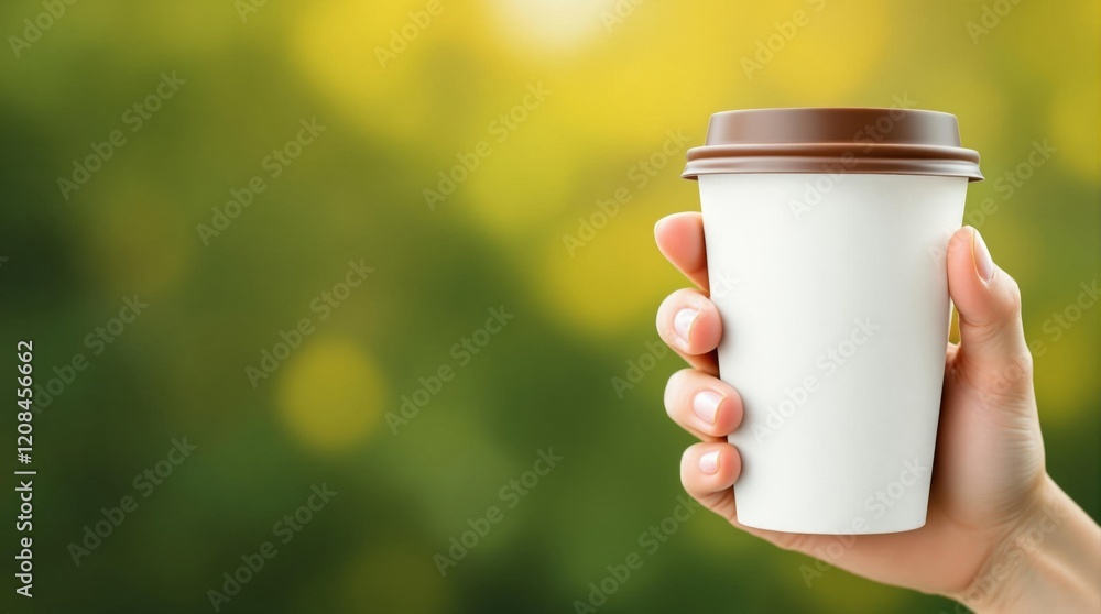 Obraz premium Hand is holding cup of coffee 