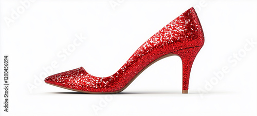 red female shoes on a white background