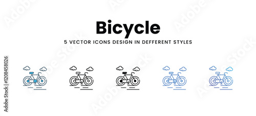 Bicycle icons in different style vector stock illustration