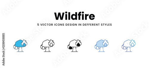 Wildfire icons in different style vector stock illustration