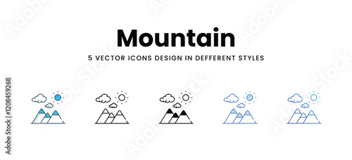 Mountain icons in different style vector stock illustration