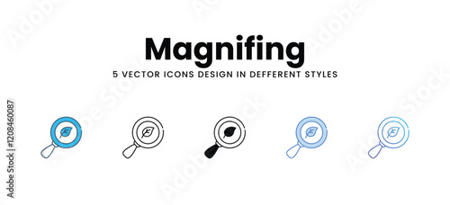 Magnifing icons in different style vector stock illustration