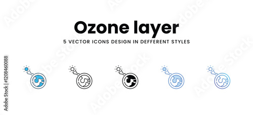 Ozone layer icons in different style vector stock illustration