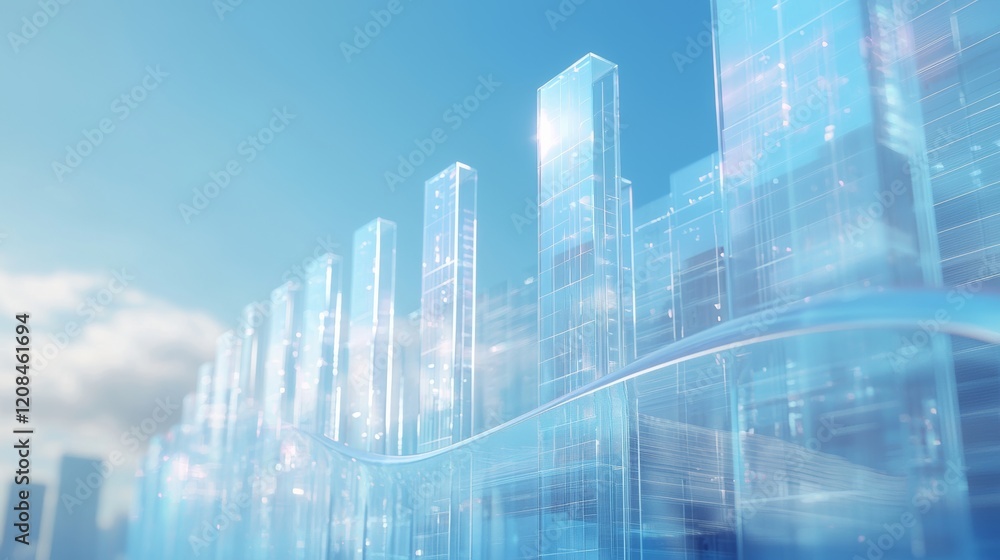 A clean and modern composition showcasing a transparent bar chart with ascending bars, symbolizing growth and progress A clean and modern composition showcasing a transparent bar chart with ascending bars, symbolizing growth and progress