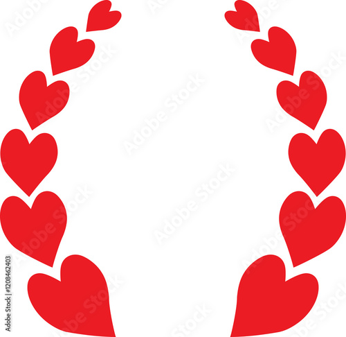 Romantic red heart wreath for Valentine's Day. A charming and elegant design love element
