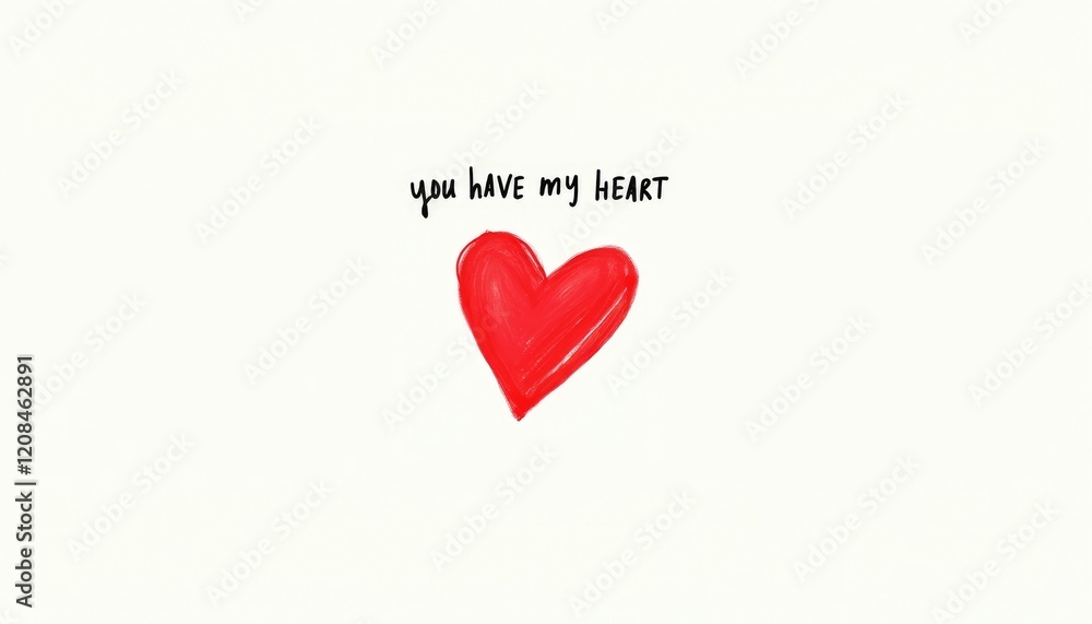 A red heart with the text A red heart with the text