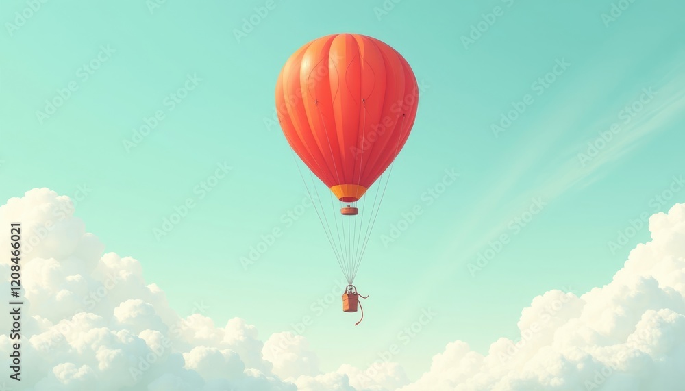 Fototapeta premium A balloon released into the sky disappearing into the clouds. Motherless illustration, HD Backgrounds