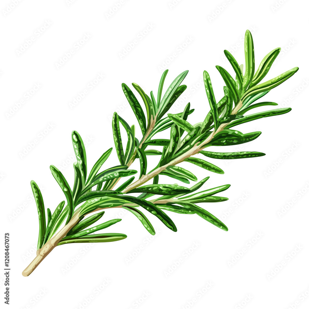 Fototapeta premium A sprig of rosemary, illustrating its vibrant green leaves for culinary use.