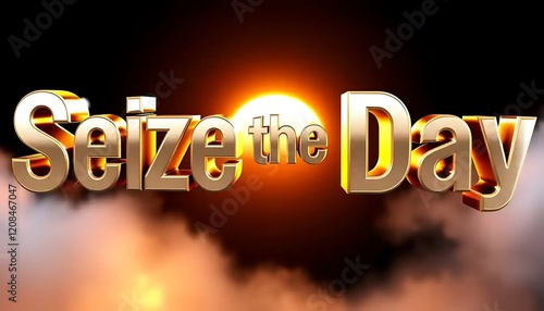 Golden Seize the Day message against a sunset