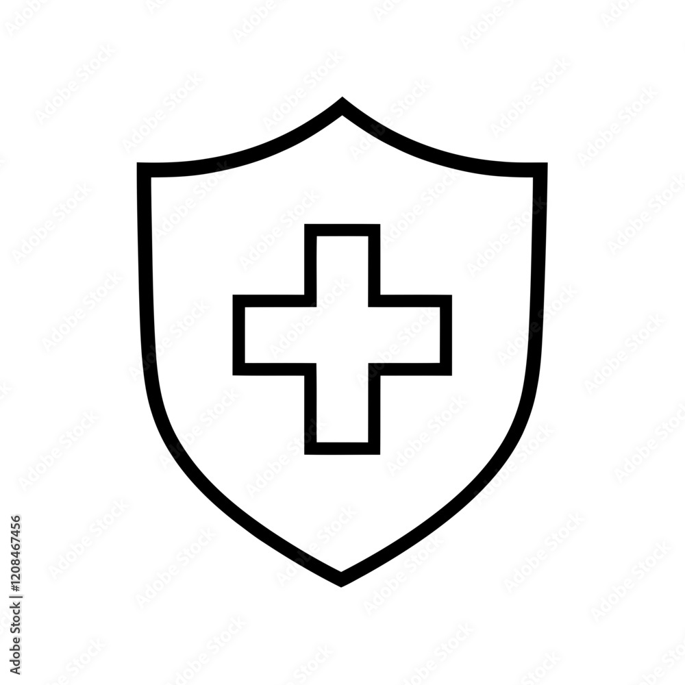 Antivirus icon. Simple Line Art Shield with Plus Sign Icon in Black for Medical and Security Applications
Antivirus icon. Simple Line Art Shield with Plus Sign Icon in Black for Medical and Security Applications