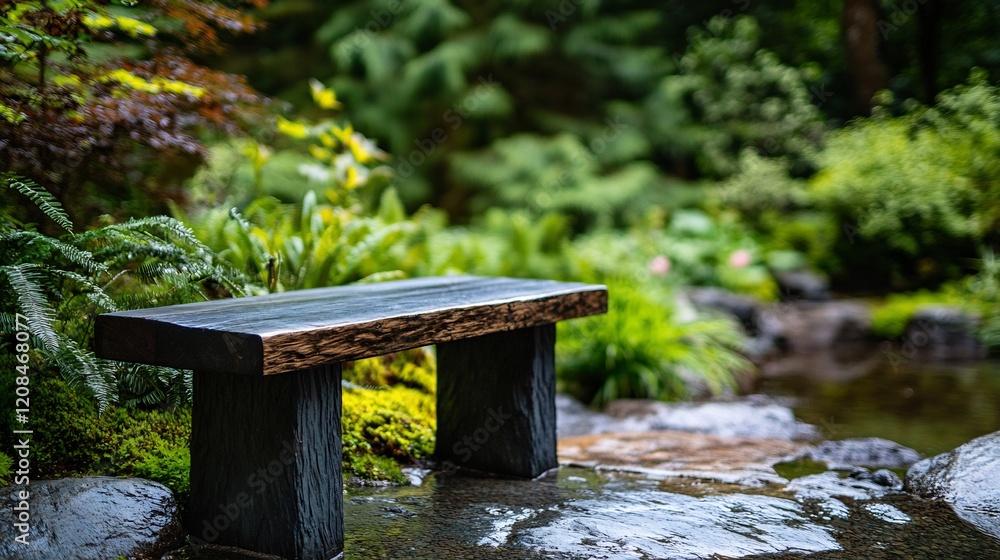 Serene Garden Bench: A Moment of Tranquility Serene Garden Bench: A Moment of Tranquility