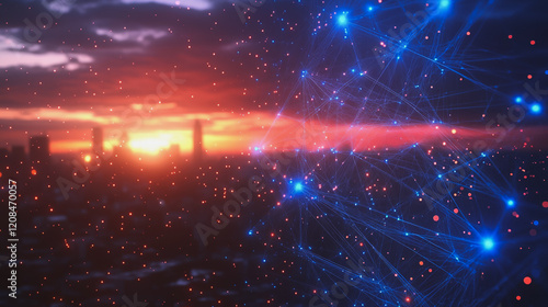 Wallpaper Mural smart, digital, city, connection, network, innovation, Smart digital Innovation city with connection network reciprocity over the cityscape. of future smart wireless digital city and social media netw Torontodigital.ca