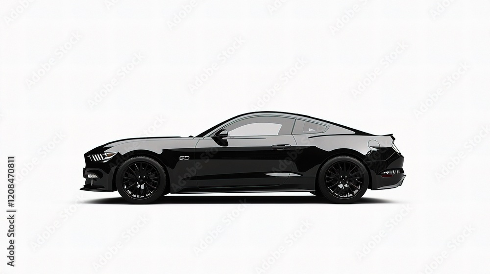 Fototapeta premium Glossy Black Sport Car Side View with Sleek Lines and Finish