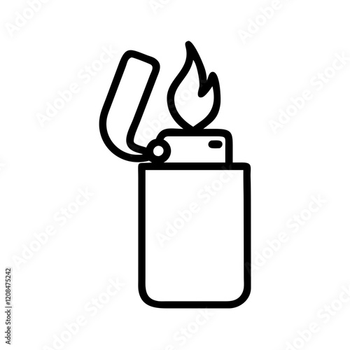 Lighter igniting flame in minimalistic design