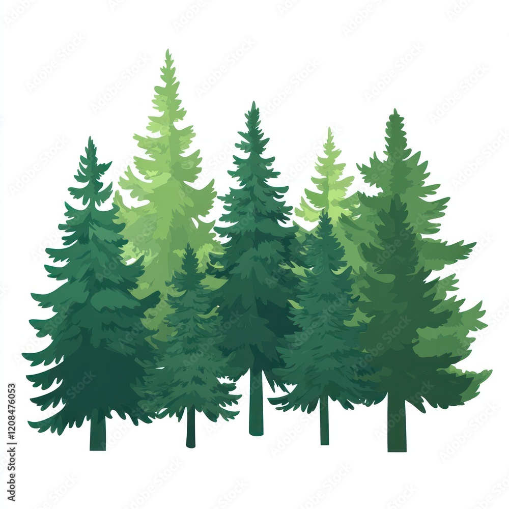 Obraz premium Evergreen trees stand tall in a lush forest scene