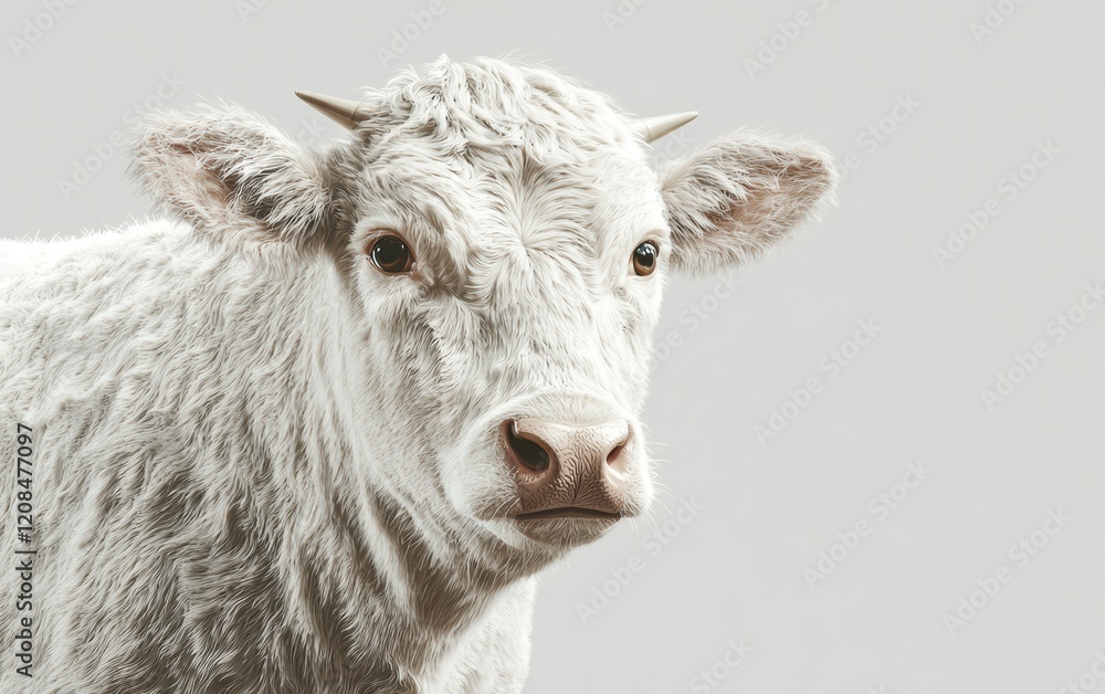 A detailed 3D rendering of a cow with smooth fur and lifelike textures, perfectly isolated on a bright white background A detailed 3D rendering of a cow with smooth fur and lifelike textures, perfectly isolated on a bright white background