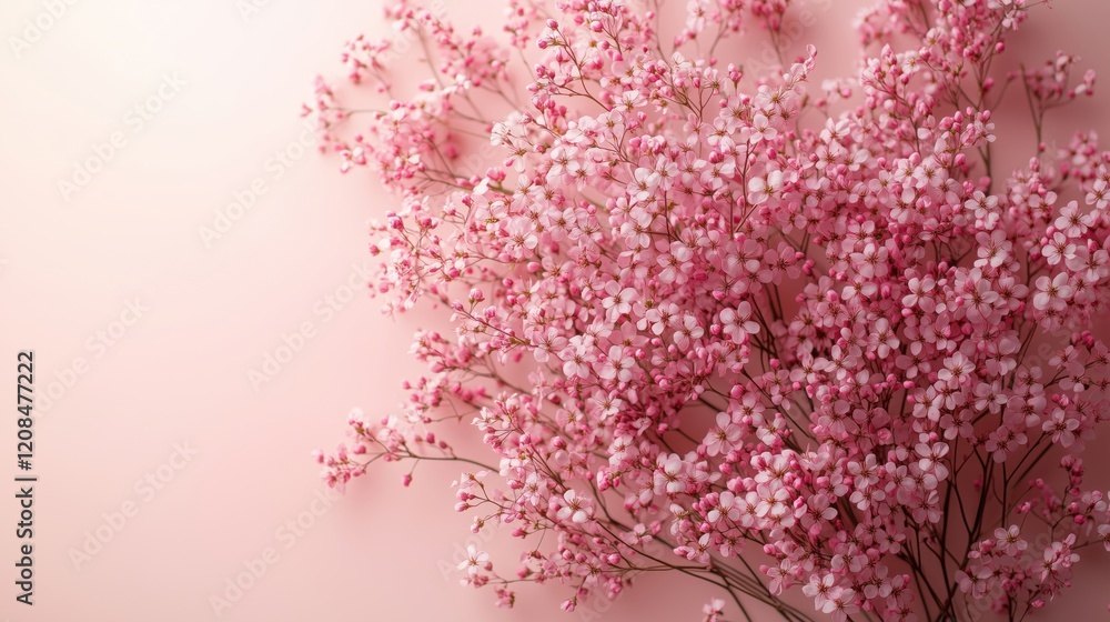 Fototapeta premium Charming Arrangement of Pink Flowers on Soft Pink Background
