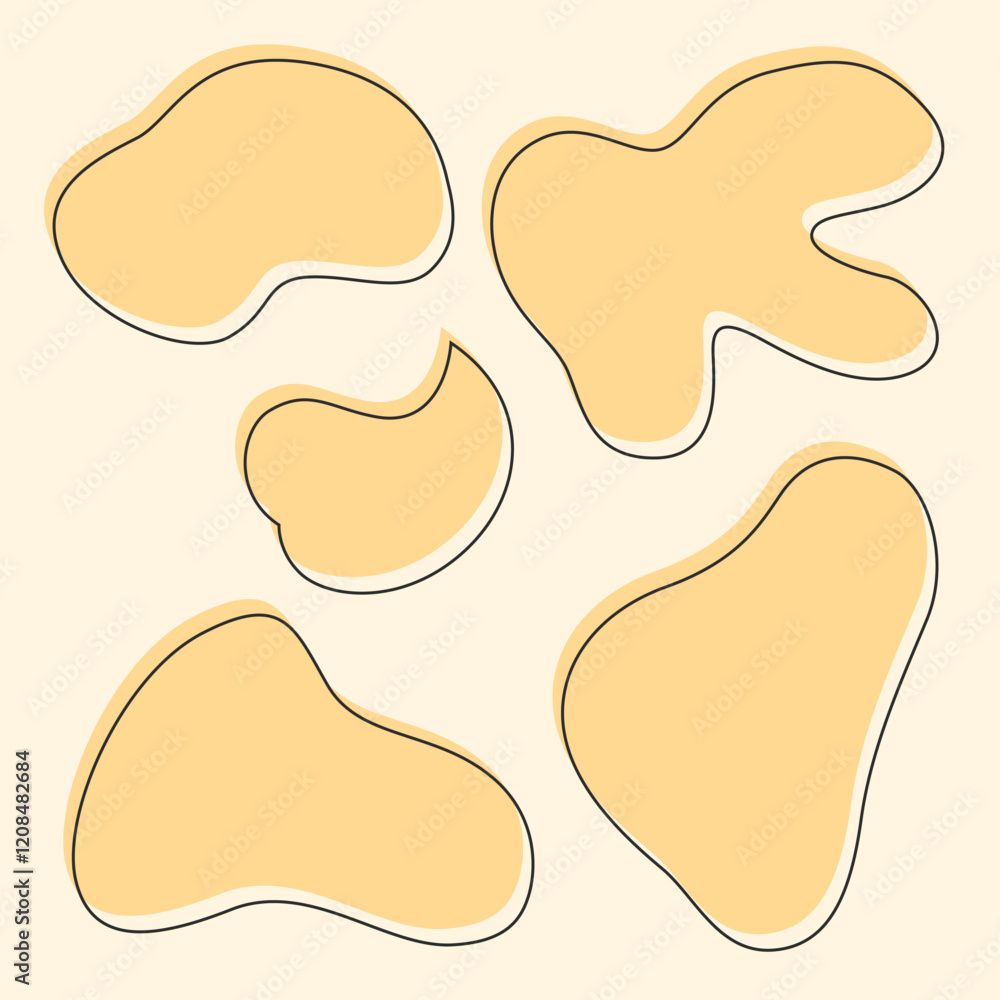 Set of light orange abstract blob shapes