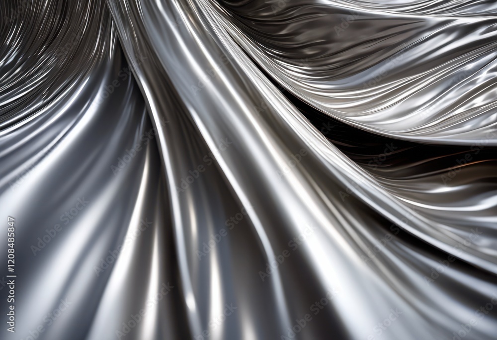 Obraz premium detailed macro shot shimmering silver metallic texture highlighting reflective surface intricate patterns, chrome, glossy, shine, grain, luster, sheen, vibrant