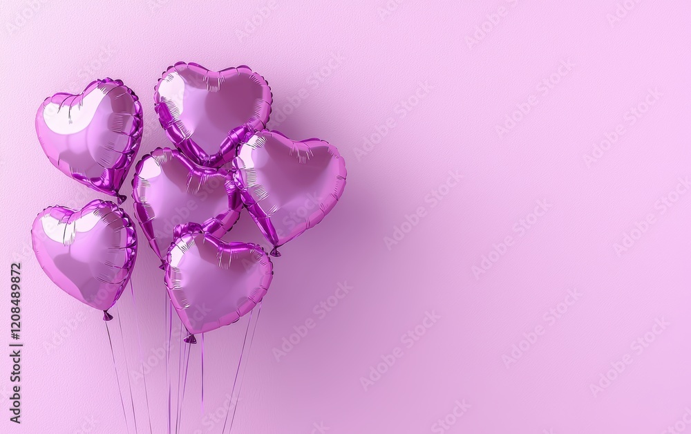 custom made wallpaper toronto digitalA mockup of a set of festive balloons in heart shapes on a pastel lilac background for valentines day and 8 march