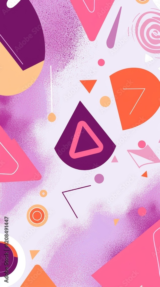 Vibrant and dynamic abstract background featuring a playful mix of geometric shapes, circles, triangles, and a spray paint effect, creating a modern and artistic visual Vibrant and dynamic abstract background featuring a playful mix of geometric shapes, circles, triangles, and a spray paint effect, creating a modern and artistic visual