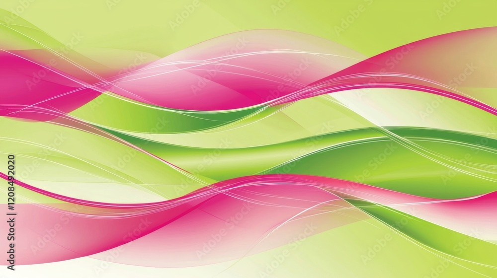 Smooth pink and green waves flowing and overlapping, creating a dynamic and vibrant abstract composition suitable for various design purposes Smooth pink and green waves flowing and overlapping, creating a dynamic and vibrant abstract composition suitable for various design purposes