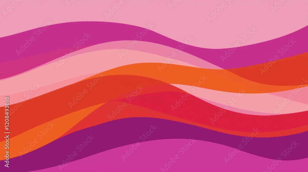 Smooth, undulating stripes in vibrant shades of pink, purple, and orange create a dynamic and visually appealing abstract composition, forming a modern and energetic backdrop Smooth, undulating stripes in vibrant shades of pink, purple, and orange create a dynamic and visually appealing abstract composition, forming a modern and energetic backdrop