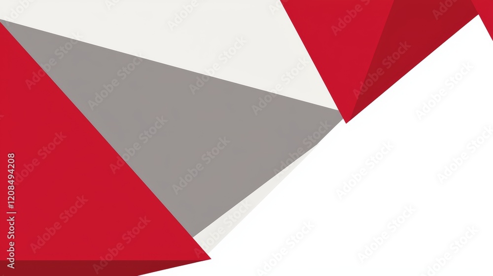 Red and grey geometric shapes are dynamically interacting, creating a visually striking composition with contrasting colors and sharp angles against a clean white background Red and grey geometric shapes are dynamically interacting, creating a visually striking composition with contrasting colors and sharp angles against a clean white background
