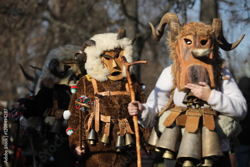 Fototapeta The Surva masquerade games festival in Sofia, Bulgaria