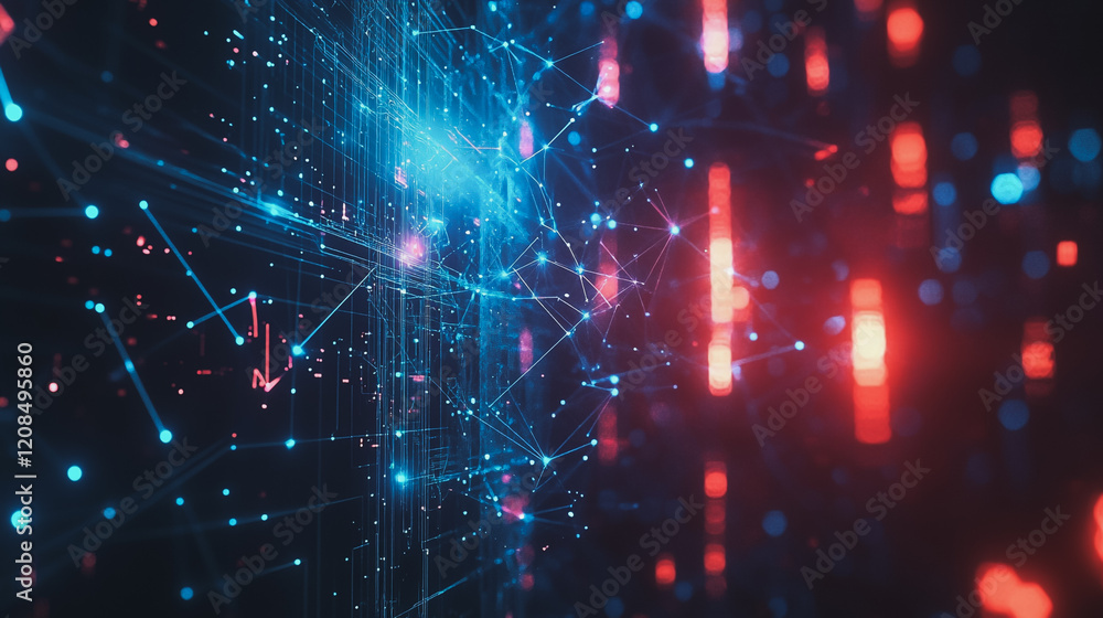Obraz premium Smart digital Innovation city with connection network reciprocity over the cityscape. of future smart wireless digital city and social media networking systems that connects people with in city