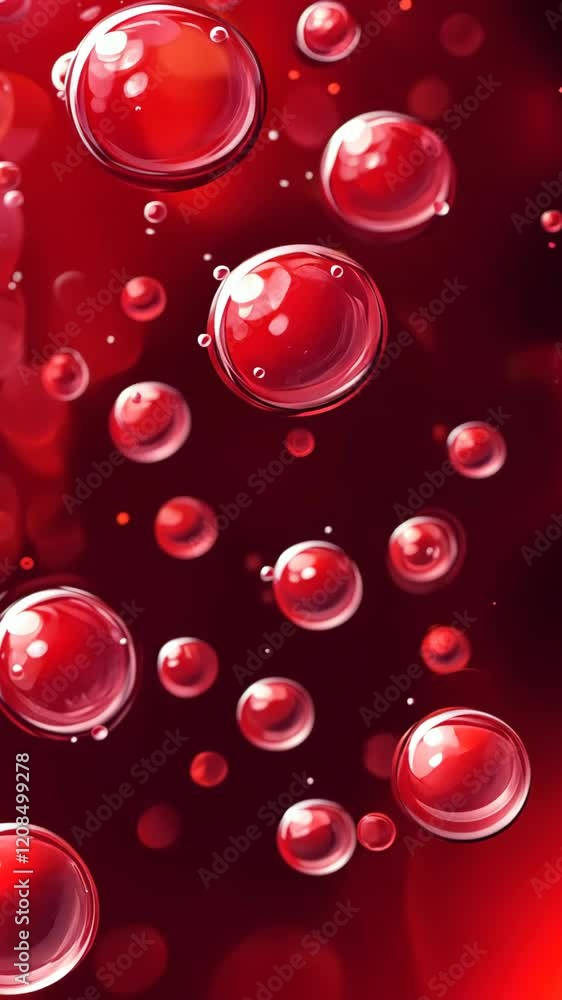 Bubbles floating in vibrant red liquid create an abstract and striking visual composition Bubbles floating in vibrant red liquid create an abstract and striking visual composition