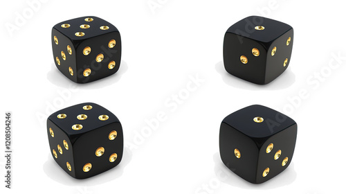 Unique Set of Black Gold Dice for Gaming or Decor Generative AI