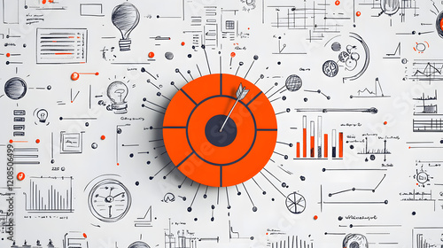 Project management background with charts, graphs, and planning elements photo