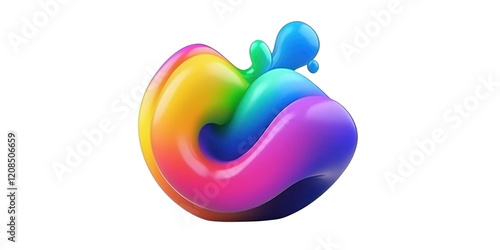 Vibrant Rainbow Swirl Abstract Background Colorful 3D Liquid Paint Splash Design