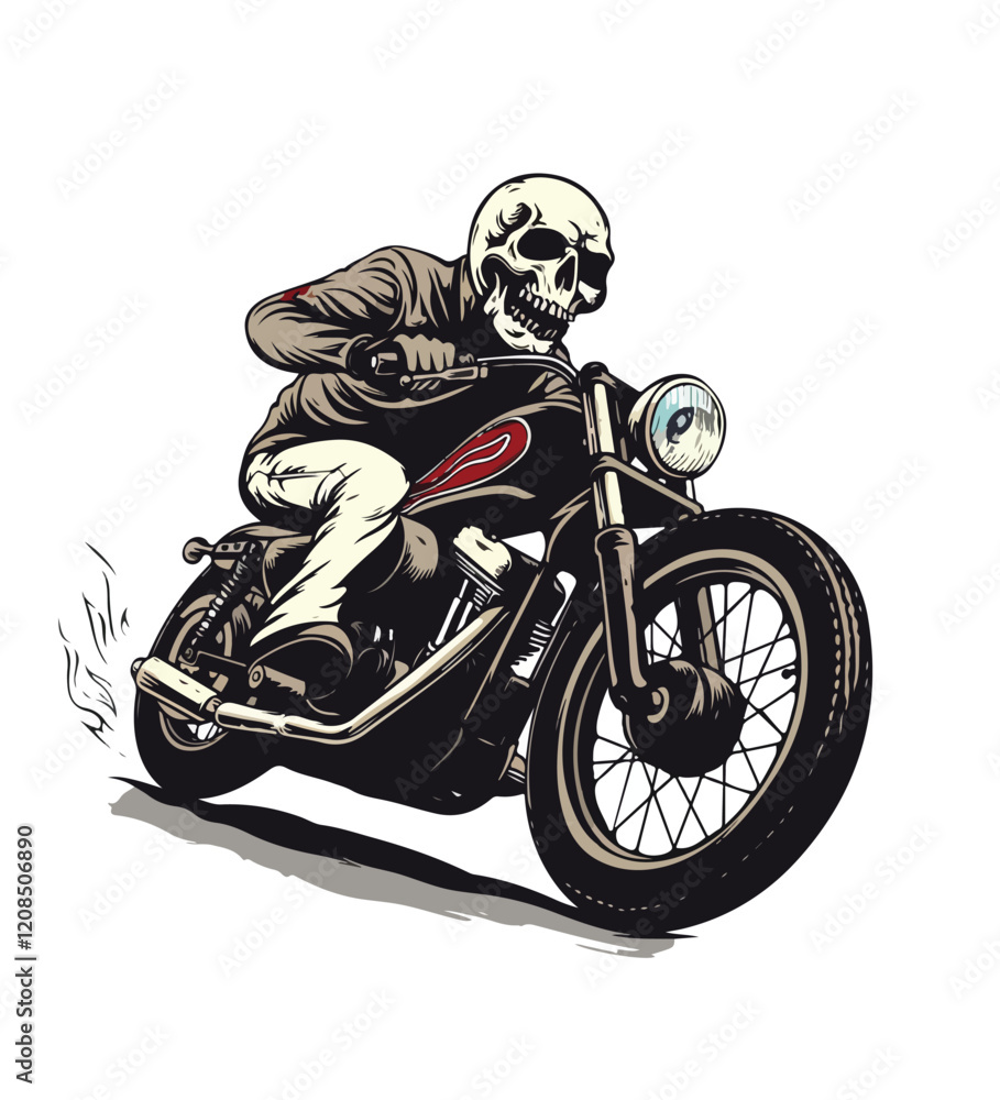 Skeleton is Riding a Classic Motorcycle isolated white background
Skeleton is Riding a Classic Motorcycle isolated white background