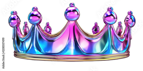 Iridescent Metallic Crown Royal Headwear Fantasy Colorful Jewel toned Luxury 3D Render