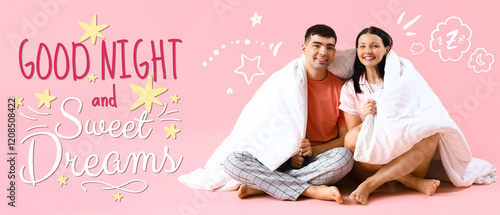 Young couple with blanket o...