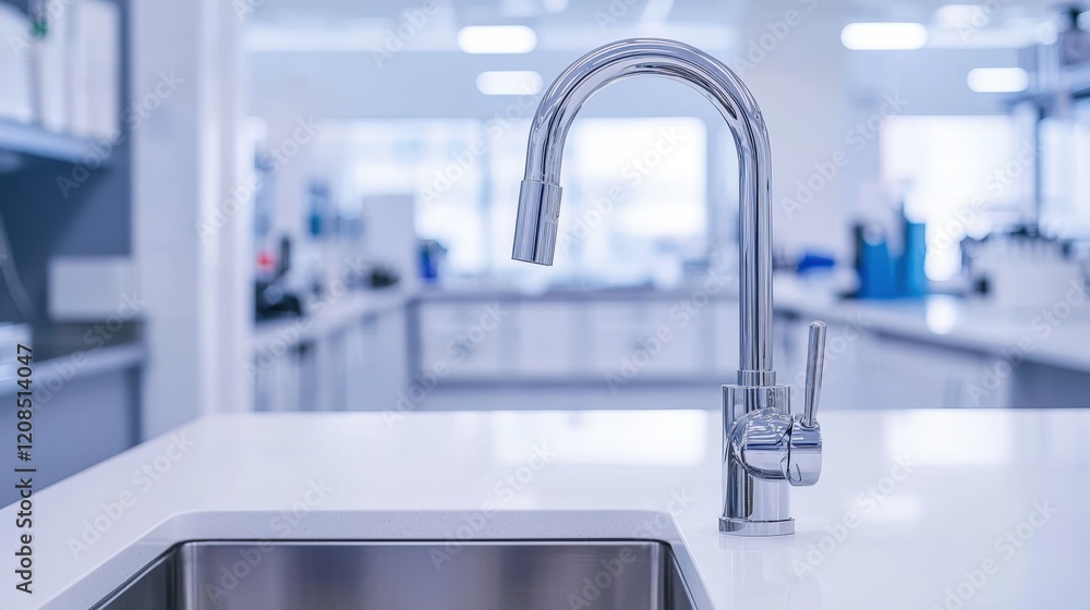 Wash workplace and reflective, A modern kitchen faucet gleams over a sleek sink, set in a bright, organized space, showcasing a clean and functional design. Wash workplace and reflective, A modern kitchen faucet gleams over a sleek sink, set in a bright, organized space, showcasing a clean and functional design.